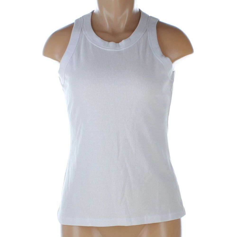 White Sleeveless Ribbed Tank Top